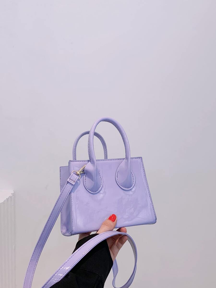 Bolso de mano multifuncional de mujer de mini tamaño, de poliuretano con efecto láser, para usar en el hombro, cruzado y de mano - Morado - Ver 1