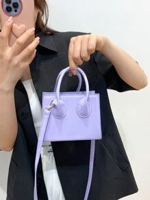 Bolso de mano multifuncional de mujer de mini tamaño, de poliuretano con efecto láser, para usar en el hombro, cruzado y de mano - Morado - Ver 6