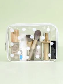 1 túi đựng đồ vệ sinh cá nhân trong suốt, túi đựng đồ trang điểm du lịch di động có khóa kéo, túi đựng đồ trong suốt được TSA chấp thuận, túi đựng mỹ phẩm PVC, túi đựng đồ trang điểm, túi đựng cọ trang điểm - trắng - Xem 3