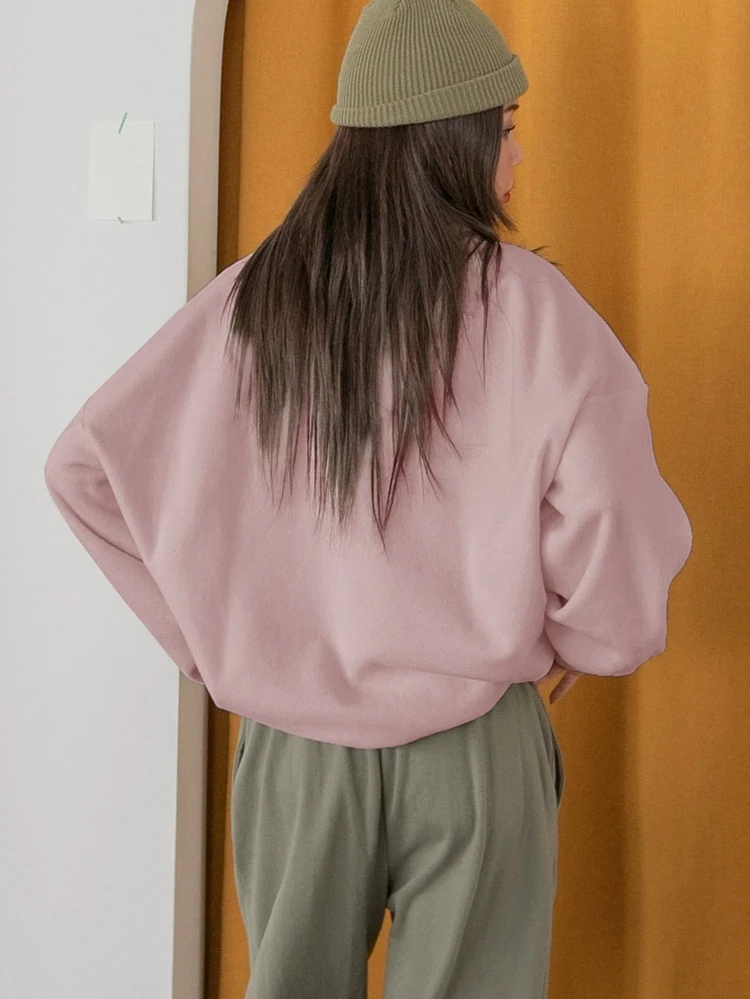 Half Zip Drop Shoulder Oversized Fleece Sweatshirt