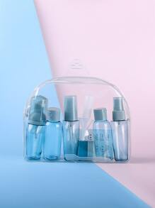 10入組藍色旅行瓶套件，防漏便攜式洗漱用品容器套裝，用於洗髮水護髮素乳液液體可再填充化妝品容器