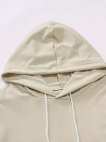 Manfinity 男士撲克牌圖案抽繩連帽衫 - 卡其色 - 查看 3