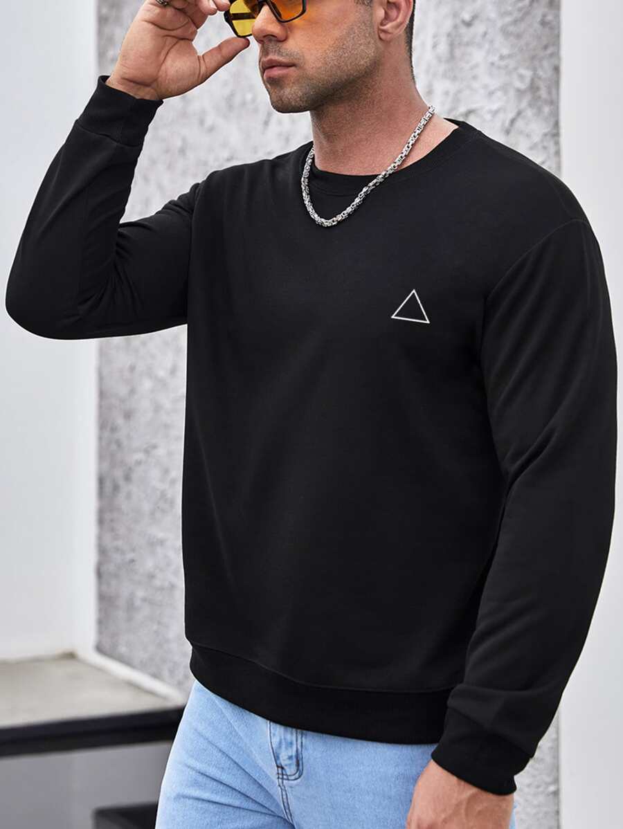 Manfinity Men Plus Geo Print Sweatshirt - Black - View 1