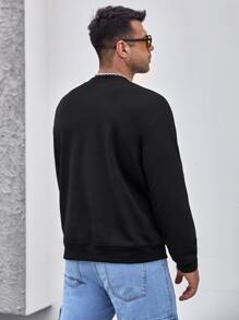 Manfinity Men Plus Geo Print Sweatshirt - Black - View 2