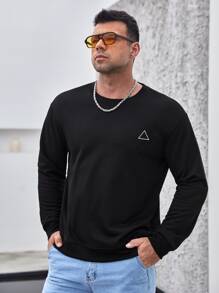 Manfinity Men Plus Geo Print Sweatshirt - Black - View 6