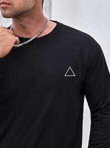 Manfinity Men Plus Geo Print Sweatshirt - Black - View 7