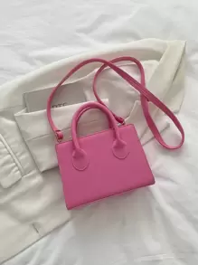 Túi vuông có tay cầm đôi nhẹ nhàng, giản dị dành cho doanh nhân dành cho nữ tuổi teen Sinh viên đại học, tân binh và công nhân cổ trắng Hoàn hảo cho văn phòng, đại học, công việc, kinh doanh, đi làm, ngoài trời, du lịch, đi chơi - Màu Hồng Tươi - Xem 2