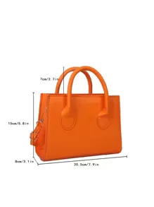 Lightweight,Business Casual Minimalist Double Handle Square Bag For Teen Girls Women College Students,Rookies & White-collar Workers Perfect for Office,College,Work ,Business,Commute,Outdoors, Travel, Outings - Orange - View 5