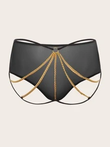 Exotic-Bondage Plus Sheer Mesh Panty - Black - View 1