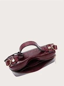 1pc PU Material Stone Texture, Ostrich Texture, Snake Texture Simple Elegant Women Small Handbag Cosmetic Bag , Old Money