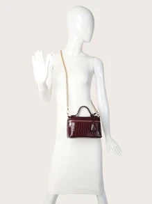 1pc PU Material Stone Texture, Ostrich Texture, Snake Texture Simple Elegant Women Small Handbag Cosmetic Bag , Old Money