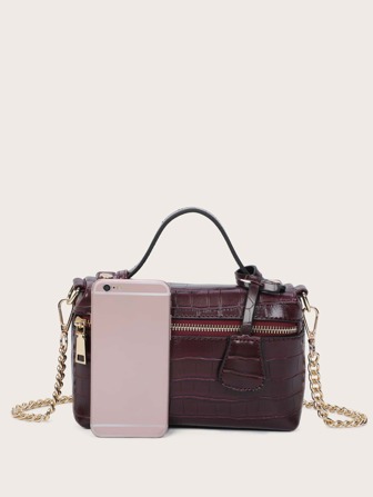 1 st PU-material stenstruktur, strutsstruktur, ormstruktur enkel elegant liten handväska för kvinnor kosmetiska väska