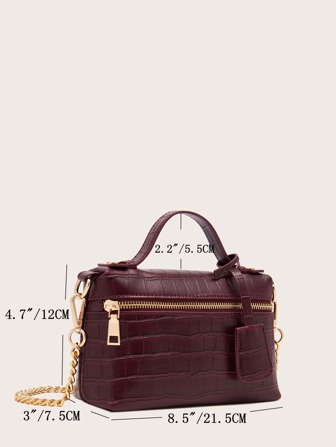 1 st PU-material stenstruktur, strutsstruktur, ormstruktur enkel elegant liten handväska för kvinnor kosmetiska väska