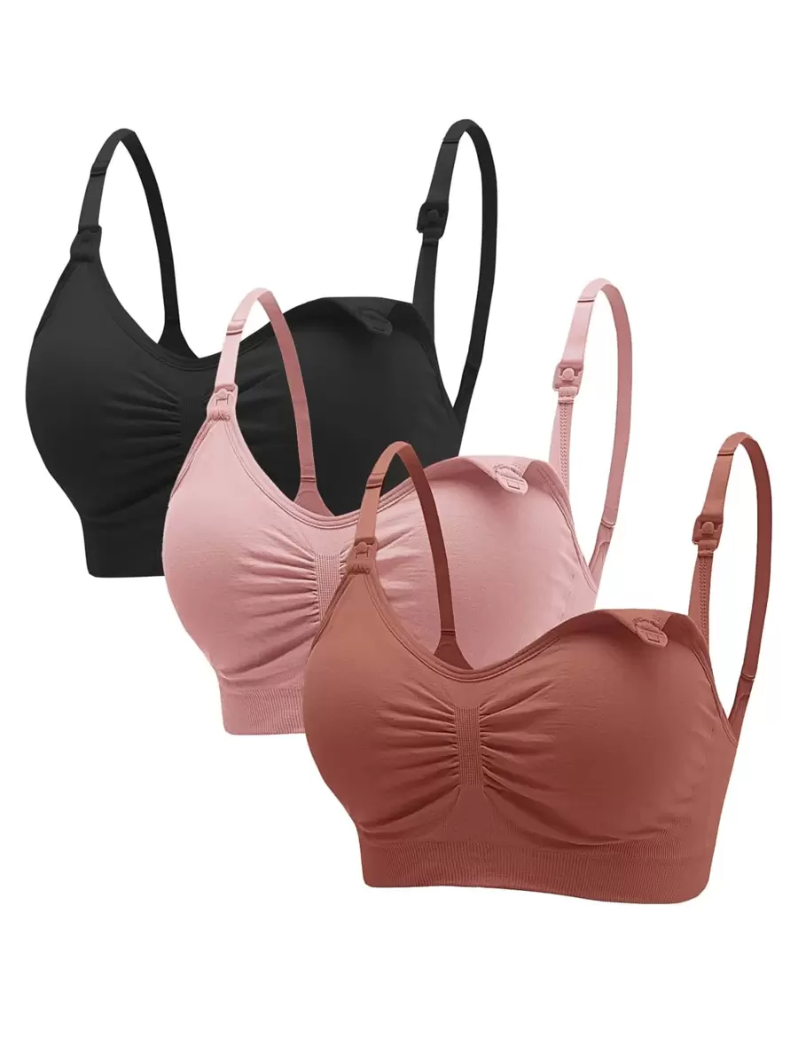 SHEIN Maternity 3pack Ruched Seamless Bra For Mother - Multicolor - View 1