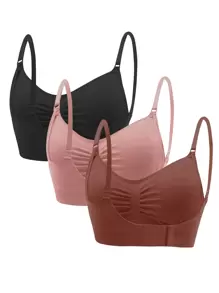 SHEIN Maternity 3pack Ruched Seamless Bra For Mother - Multicolor - View 2