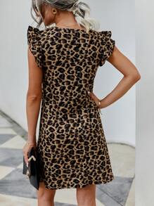 SHEIN LUNE 豹紋荷葉邊直筒連衣裙 - 彩色 - 查看 2