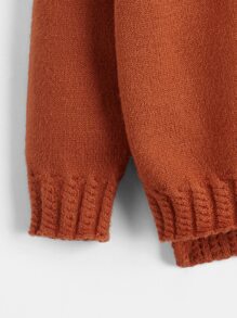 嬰兒小高領插肩袖套頭毛衣 - 鏽棕色 - 查看 4