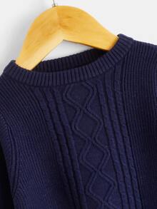 Baby Button Side Asymmetrical Hem Jumper - Navy Blue - View 4