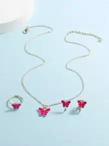 Chicas Set joya con diseño de mariposa - Multicolor - Ver 4