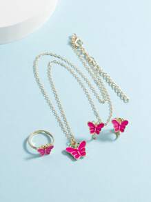 Chicas Set joya con diseño de mariposa - Multicolor - Ver 2