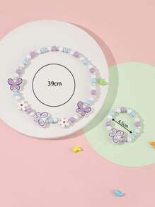 طقم مجوهرات مزخرف بزهر خرز 2 قطع بنات