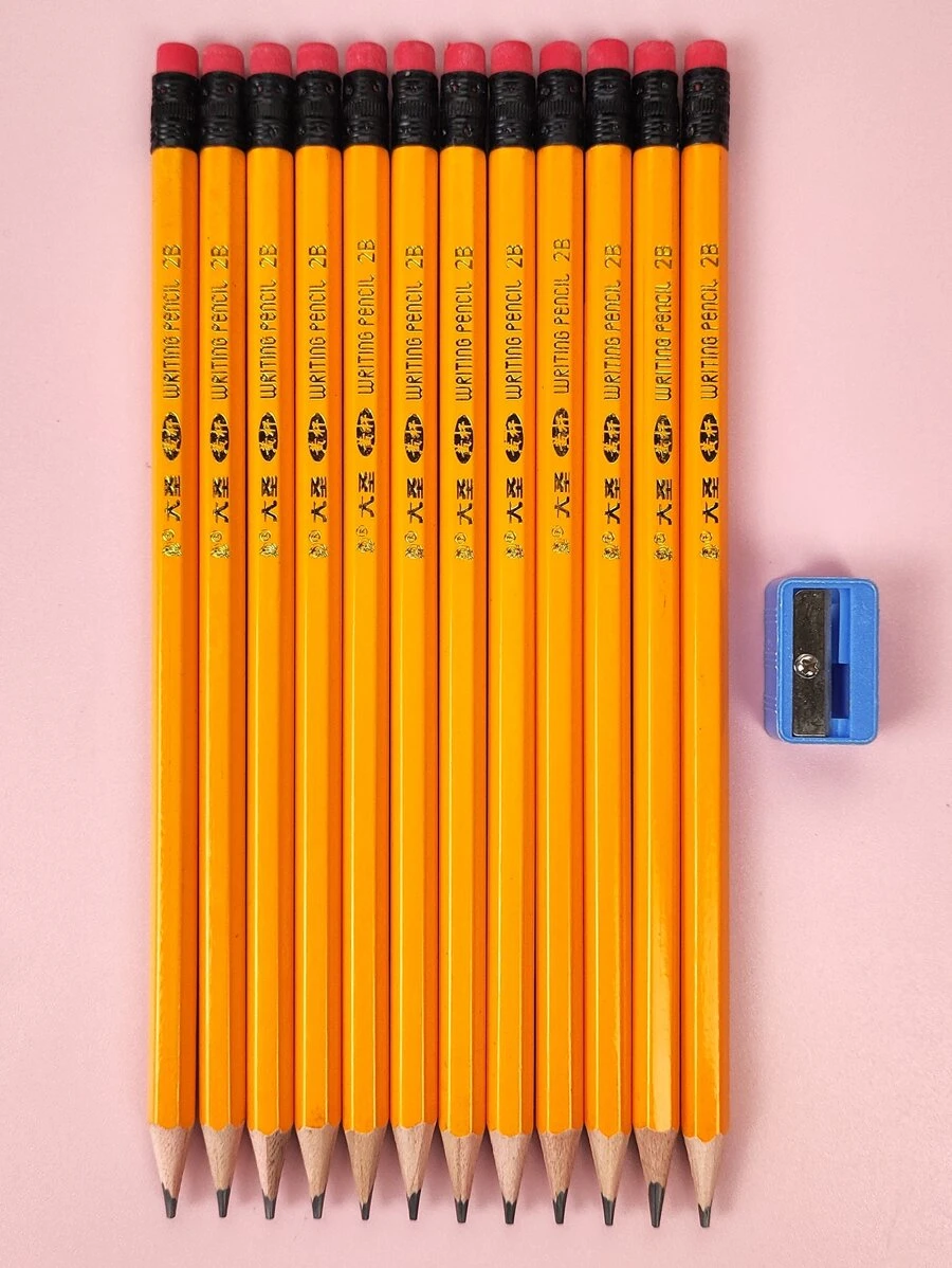12入組2B鉛筆適用於兒童帶A卷筆刀 - 彩色 - 查看 1