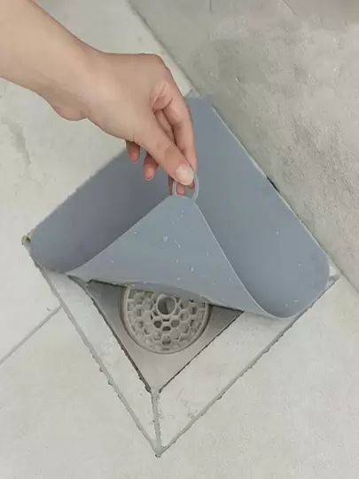 1 st golvavloppsskydd i slumpmässig färg, 4,7x4,7 tum grå golvavloppsdyna för badrum badrumstillbehör badrumsverktyg