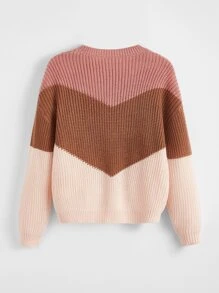 SHEIN Girls Colour Block Drop Shoulder Jumper - Multicolor - View 2