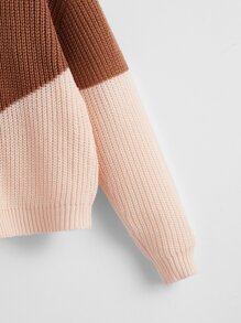 SHEIN Girls Colour Block Drop Shoulder Jumper - Multicolor - View 4