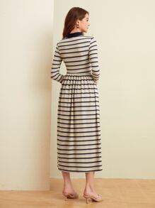 Mulvari Polo Collar Striped Dress - Multicolor - View 3