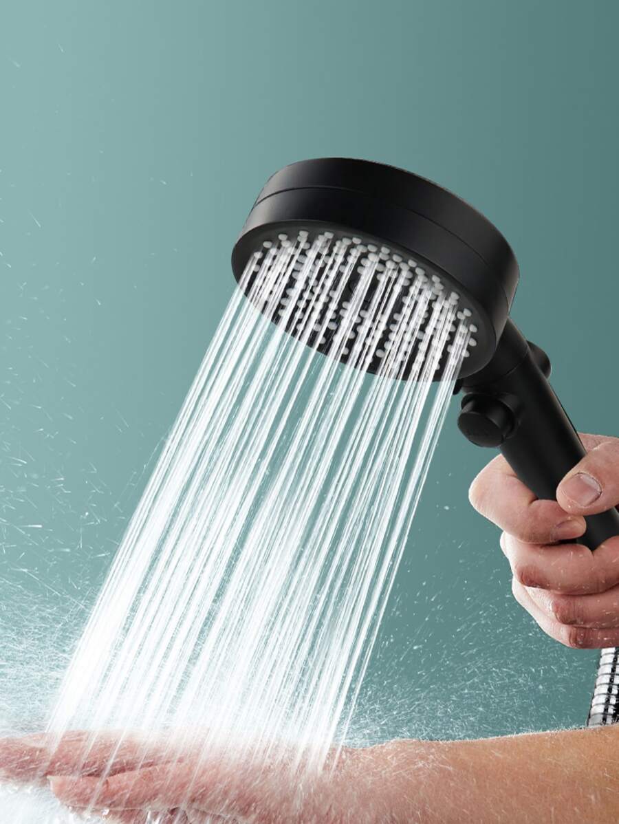 1pc Solid Shower Head - Black - View 1