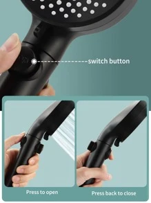 1pc Solid Shower Head - Black - View 3