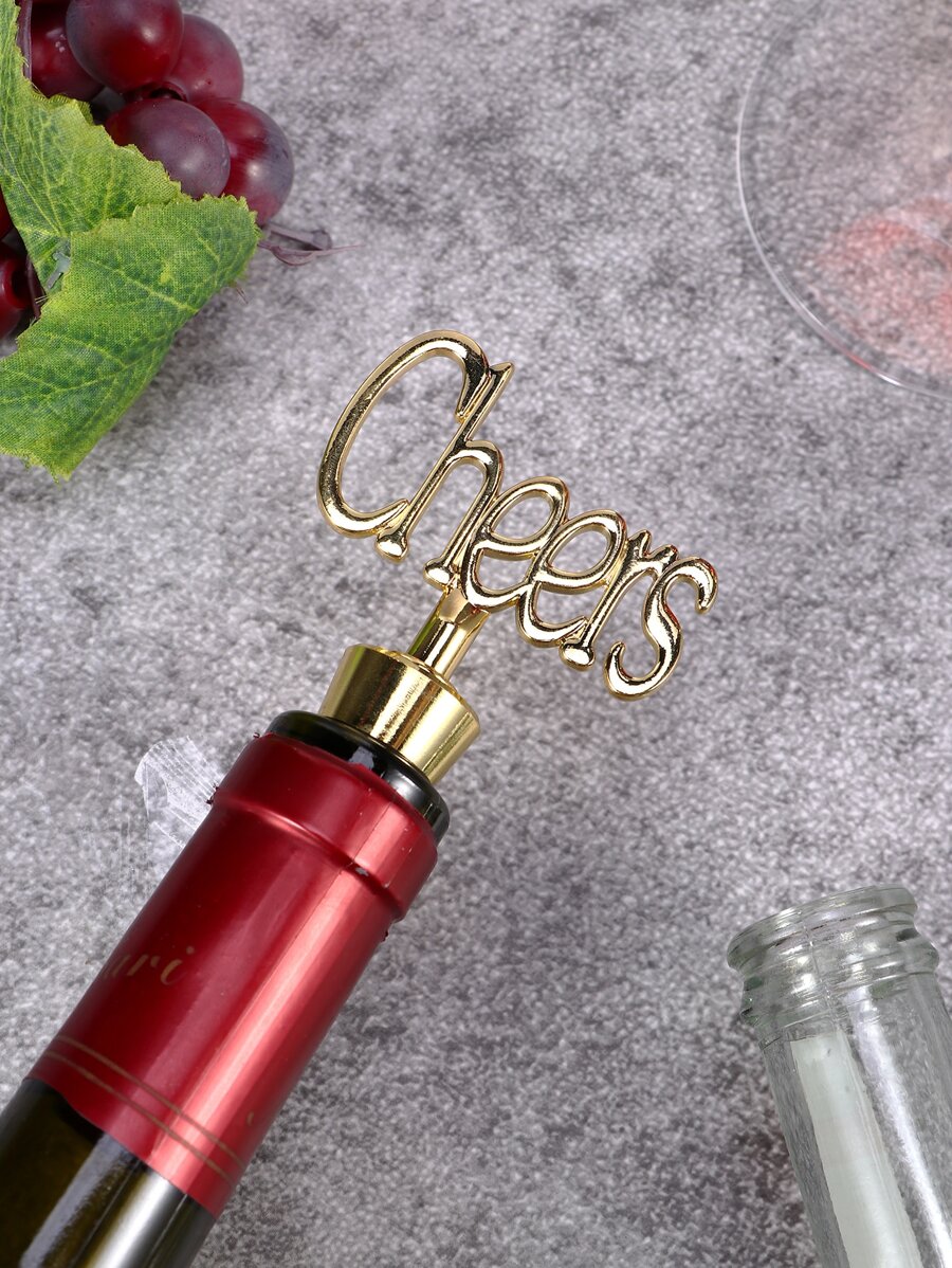 1pc Letter Decor Wine Stopper - Gold - View 1