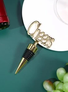 1pc Letter Decor Wine Stopper - Gold - View 4
