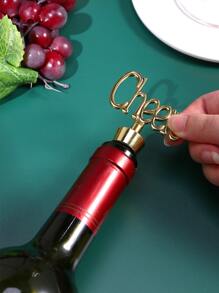 1pc Letter Decor Wine Stopper - Gold - View 6