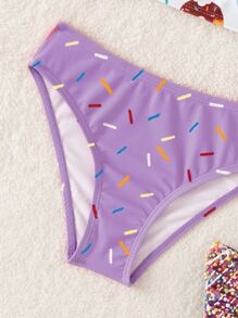 Young Girl Donuts Print Bikini Set Summer Beach Summer Holiday - Multicolor - View 4