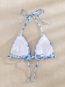 Swim Mod 花卉圖案抽褶比基尼泳裝上衣