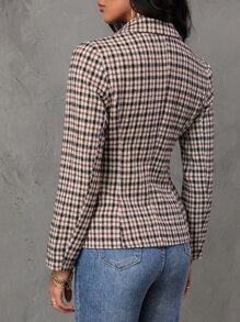 SHEIN Frenchy Plaid Double Breasted Blazer - Multicolor - View 2
