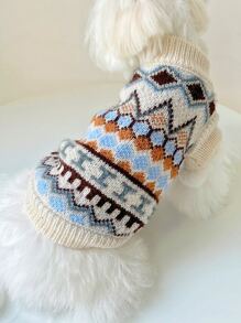 Geometric Print Pet Sweater - Multicolor - View 2