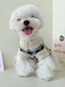 Geometric Print Pet Sweater - Multicolor - View 3