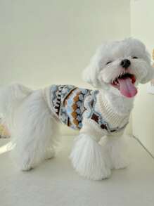 Geometric Print Pet Sweater - Multicolor - View 4