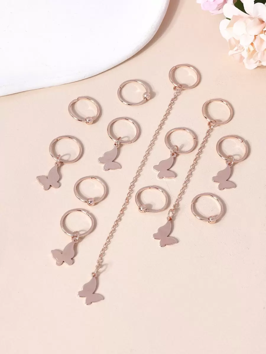 12 cái Bướm Trang Trí Tóc Vòng - Hoa hồng vàng - Xem 1