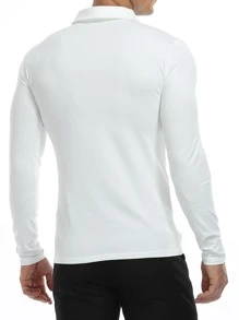 Men Button Front Polo Shirt - White - View 2