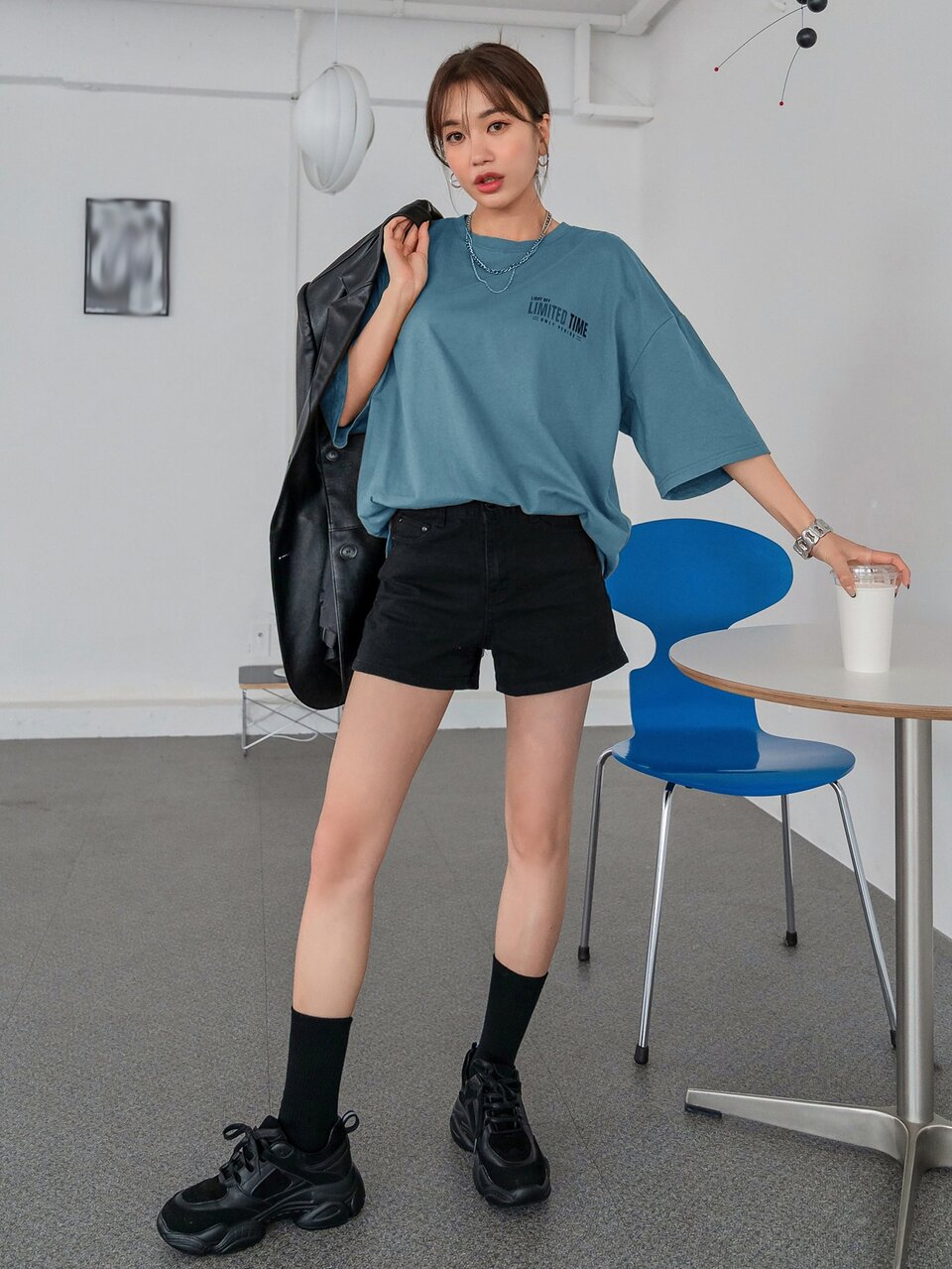 Letter Graphic Drop Shoulder Tee Summer Oversized T-Shirt