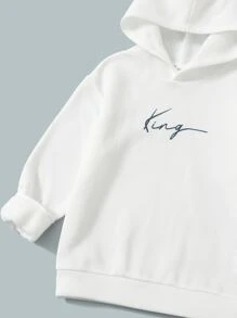 SHEIN 青少年男孩字母圖形保暖連帽衫和運動長褲 - 藍白色 - 查看 3