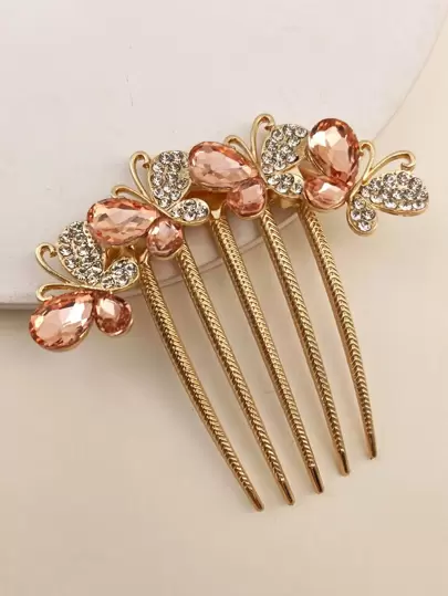 Rhinestone Butterfly Decor Hair Comb Royal Combs For Hair Side Comb, School Stuff, Wedding, Bridesmaids Gifts, Looks Of Party, Hair Accessories