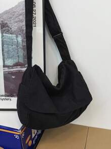 High School Students University Freshman Multifunctional Sling Bag Shoulder Bag Casual Bag Men Minimalist Flap Canvas Hobo Bag, Schoolbag For Travel, College, School,Outdoors, Sports Crossbody Bag Side Bag Holiday Essentials Commute Lightweight Carry On With Adjustable Strap Hobo Bags Fabric Portable Outdoor Dad Gifts Father Gifts Men Gifts Present Valentines Gifts Halloween Christmas Men Bag School Bag Student Bag Book Bag Scream Messenger Bag - Black - View 1