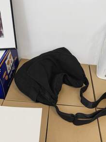 High School Students University Freshman Multifunctional Sling Bag Shoulder Bag Casual Bag Men Minimalist Flap Canvas Hobo Bag, Schoolbag For Travel, College, School,Outdoors, Sports Crossbody Bag Side Bag Holiday Essentials Commute Lightweight Carry On With Adjustable Strap Hobo Bags Fabric Portable Outdoor Dad Gifts Father Gifts Men Gifts Present Valentines Gifts Halloween Christmas Men Bag School Bag Student Bag Book Bag Scream Messenger Bag - Black - View 5