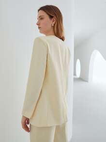 MOTF PREMIUM Áo khoác  âu phục nữ Vắt màu trơn Thanh lịch - Màu be - Xem 4