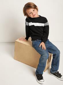 SHEIN Toddler Boys Cut And Sew Sweater - Black - View 4